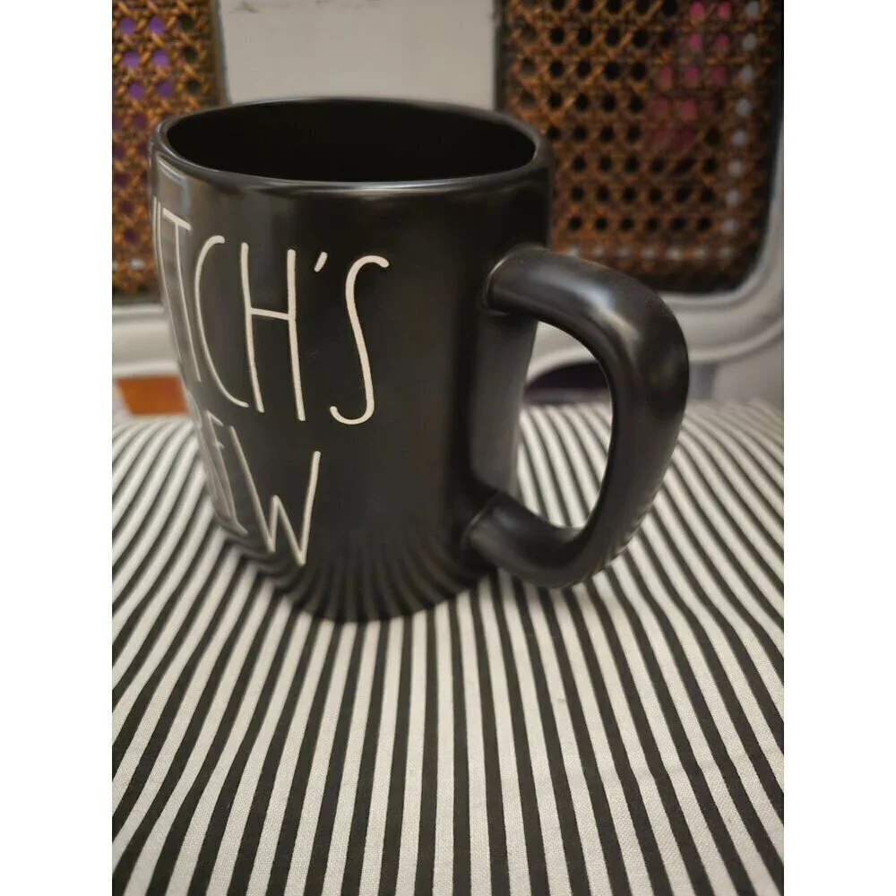 NWT Rae Dunn Halloween Witch's Brew Coffee Mug Black White 2022